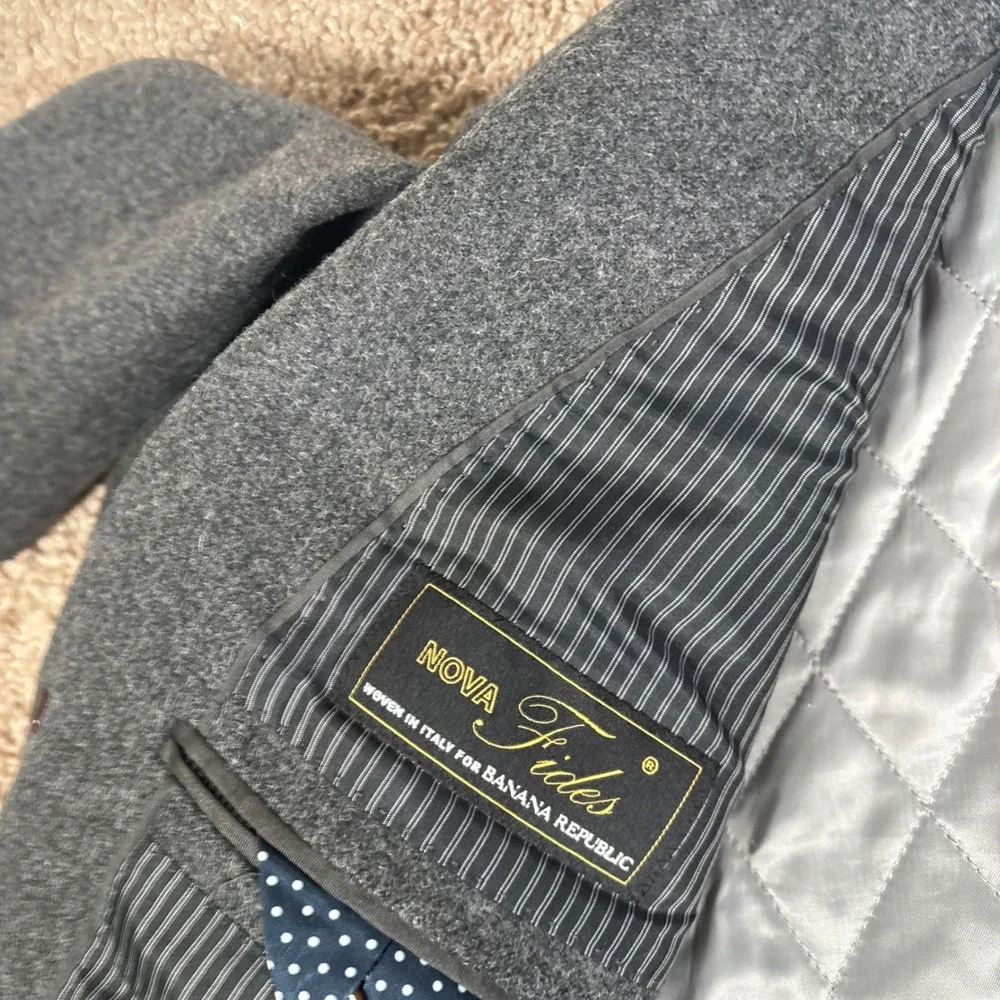 Banana Republic Mens Nova Fides Italian Wool Overcoat Charcoal Grey‎ Large L